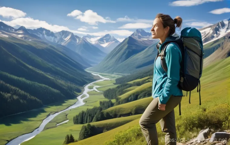 셀카 찍는 법 - A group of three teenagers (two girls, one boy), approximately 16 years old, enjoying a sunny day at...