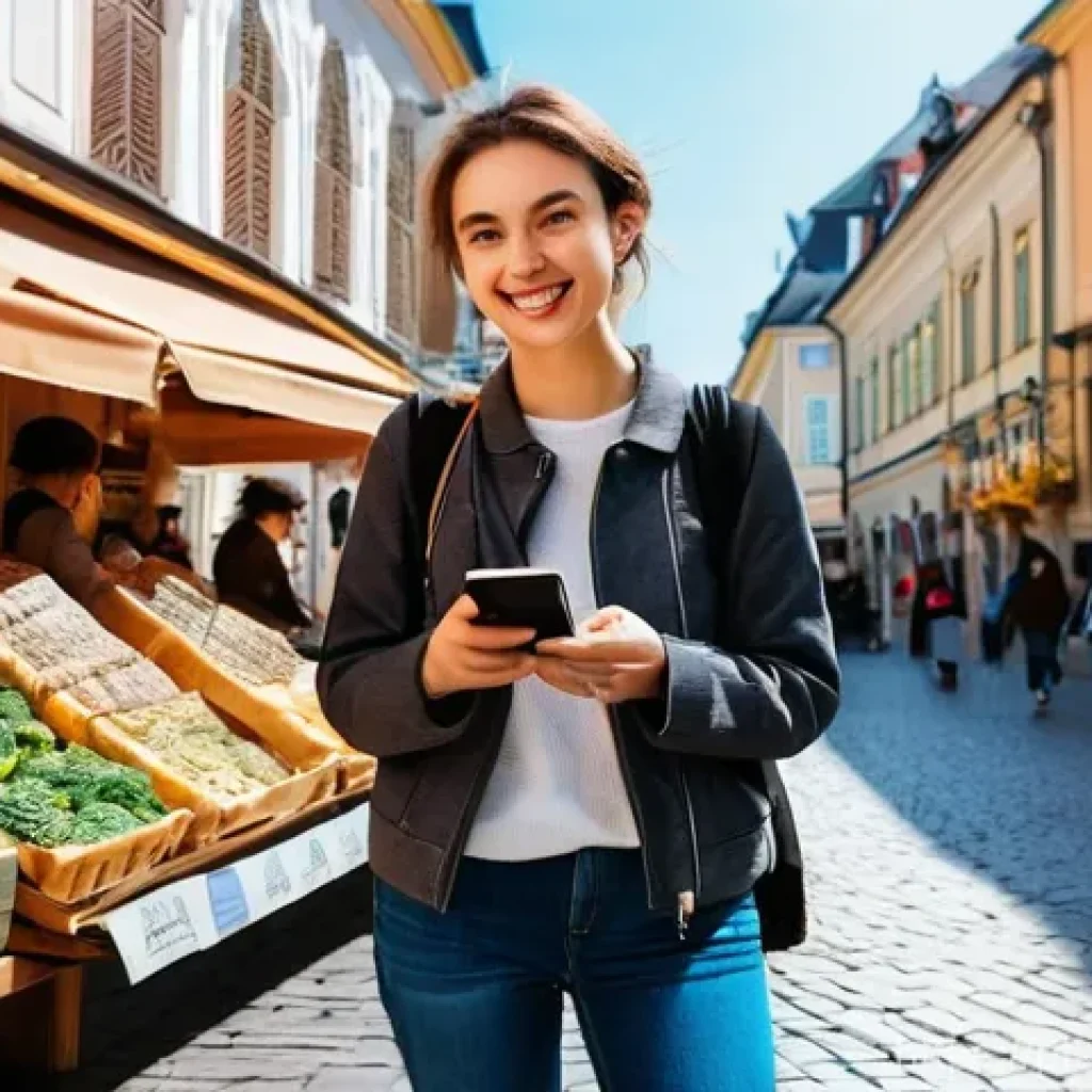 가성비 여행지 - **Prompt:** A cheerful, 20-something female traveler with a casual, practical outfit (jeans, a styli...