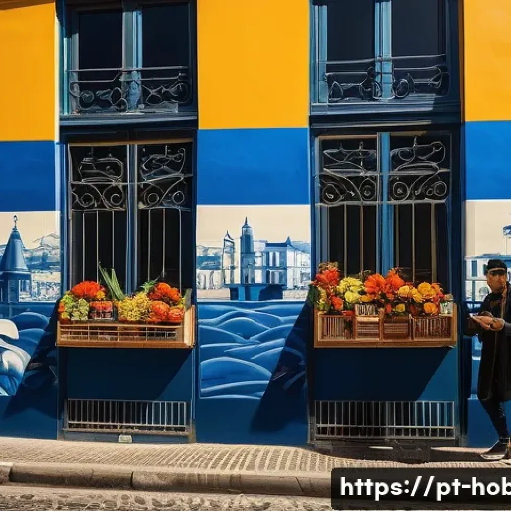 컬러 이론 공부 - **A vibrant street art mural in Lisbon, Portugal.** The mural depicts a modern take on traditional P...