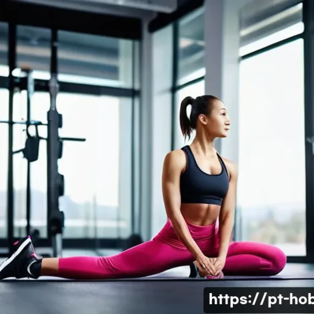 운동 후 스트레칭 - **Prompt 1: Relaxing Post-Workout Stretch**
    "A fit young woman, with a light sheen of sweat on h...